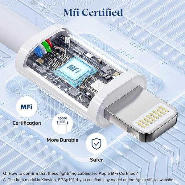 Paquete de 3 Cables USB C a Lightning de 6 pies - Imagen 3